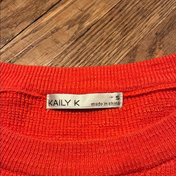 Kaily K Vibrant Orange Crew Neck Sweater Tee - Picture 2 of 10